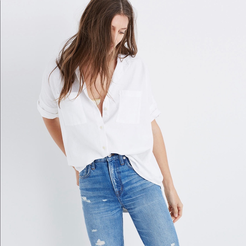 Madewell White Cotton Courier Shirt